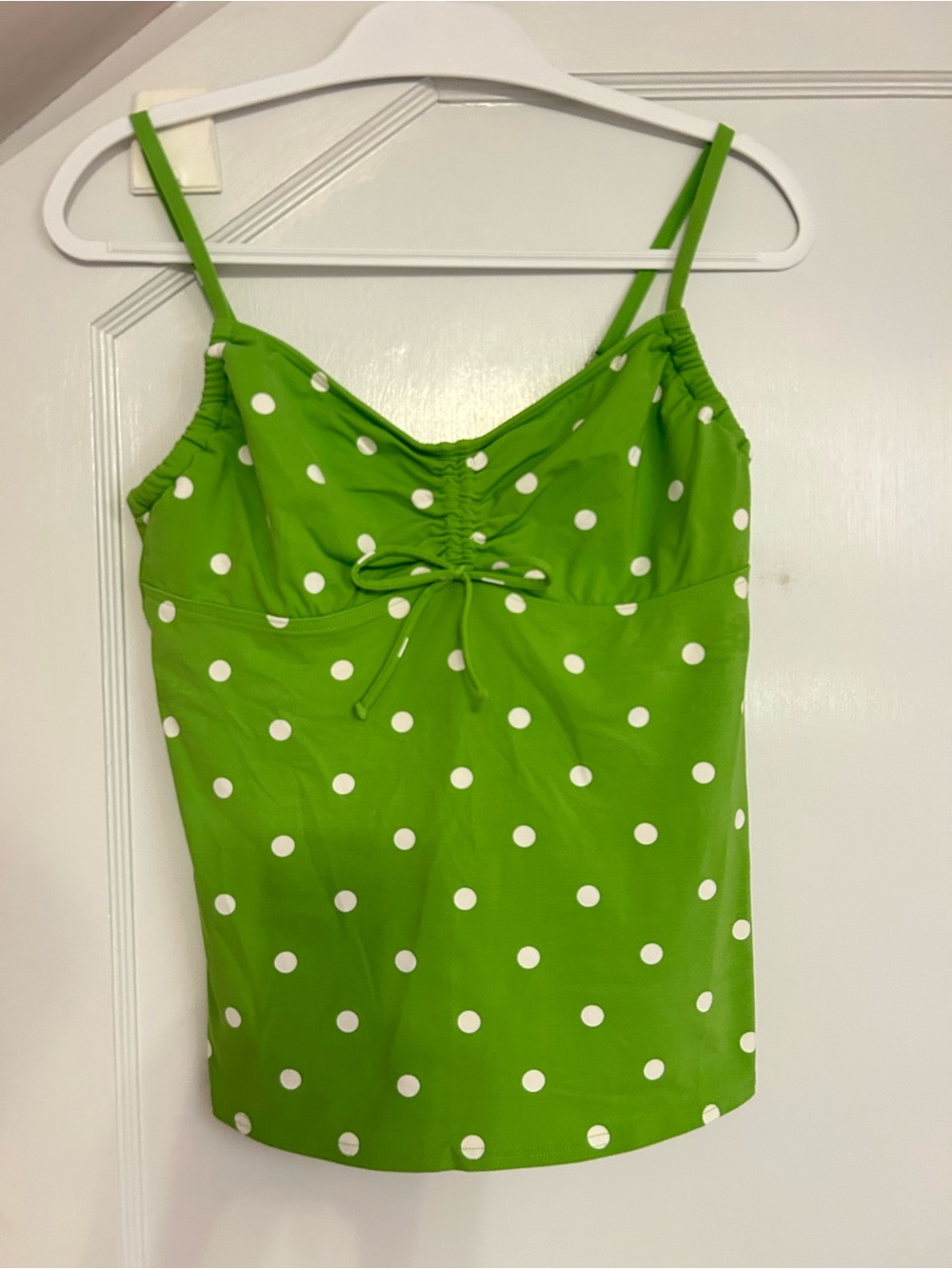 Y2K Green Polka Dot Spaghetti Strap Cami Top Swimsuit